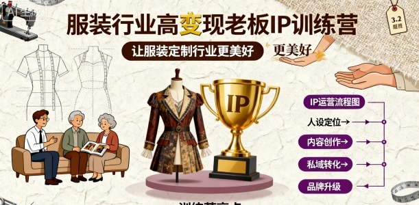 服装行业高变现老板IP训练营，让服装定制行业更美好汇通分享-专注分享网络创业项目实操课程 – 全网首发_高质量创业项目输出汇通分享