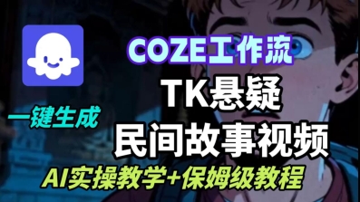 Coze扣子工作流一键生成TK悬疑民间故事视频，AI实操教学+保姆级教程汇通分享-专注分享网络创业项目实操课程 – 全网首发_高质量创业项目输出汇通分享