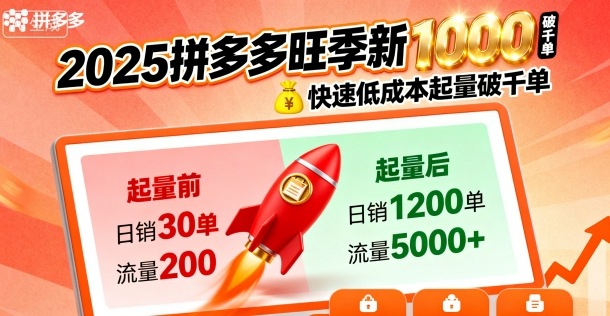 2025拼多多旺季新老店铺——快速低成本起量破千单汇通分享-专注分享网络创业项目实操课程 – 全网首发_高质量创业项目输出汇通分享