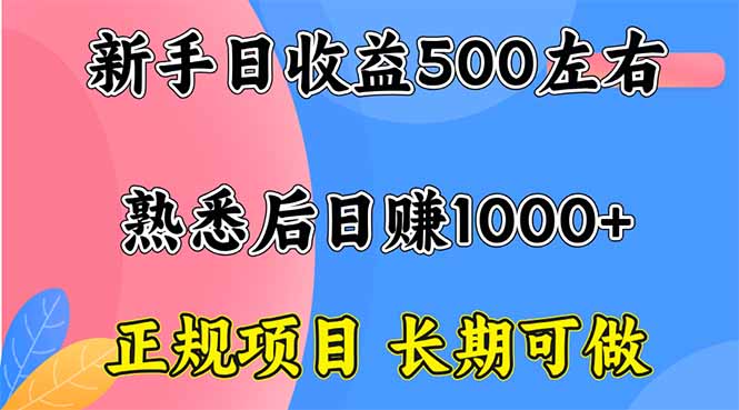 新手日收益500+ 正规项目 长期可做-世界代码分享网