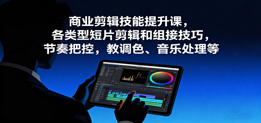商业剪辑技能提升课，各类型短片剪辑和组接技巧，节奏把控，教调色、音乐处理等汇通分享-专注分享网络创业项目实操课程 – 全网首发_高质量创业项目输出汇通分享