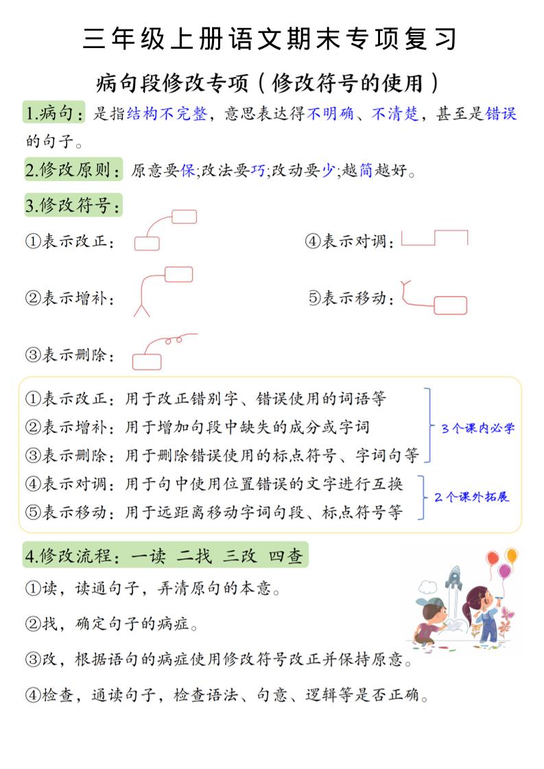 三上语文必考重点病句段修改符号方法及练习 - 副业联盟-副业联盟