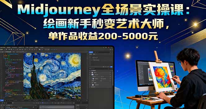 Midjourney全场景实操课：绘画新手秒变艺术大师，单作品收益200-5000元汇通分享-专注分享网络创业项目实操课程 – 全网首发_高质量创业项目输出汇通分享