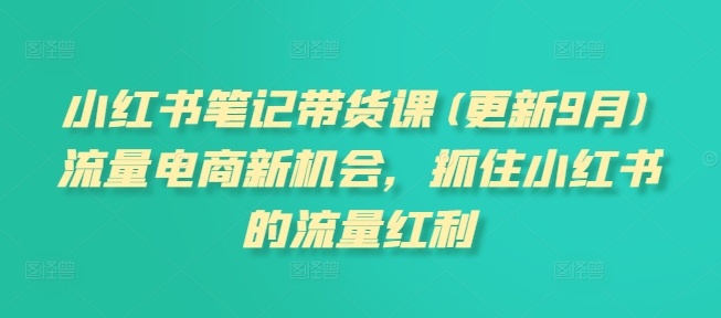 小红书笔记带货课(更新25年9月)流量电商新机会，抓住小红书的流量红利福瑞网创-中创网-福缘网-冒泡网-资源之家-魔方项目库福瑞网创联盟