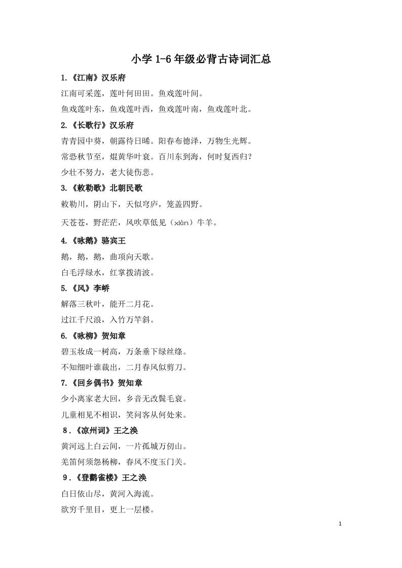 小学1-6年级必背古诗词75首(1) - 副业联盟-副业联盟