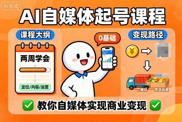 AI自媒体起号课程，0基础小白两周学会，教你自媒体实现商业变现汇通分享-专注分享网络创业项目实操课程 – 全网首发_高质量创业项目输出汇通分享