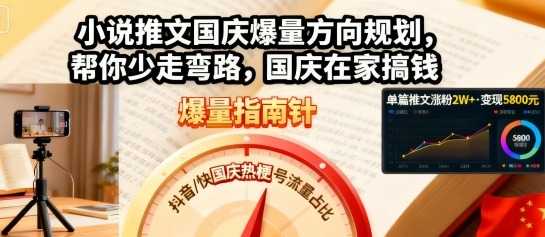 小说推文国庆爆量方向规划，帮你少走弯路，国庆在家搞钱汇通分享-专注分享网络创业项目实操课程 – 全网首发_高质量创业项目输出汇通分享