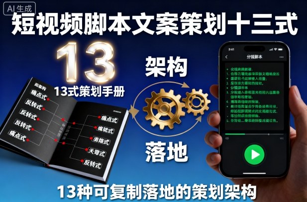 短视频脚本文案策划十三式，13种可复制落地的策划架构-新时光资源网