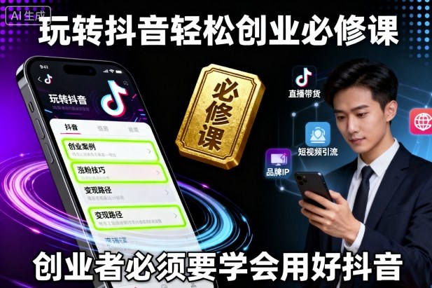 玩转抖音轻松创业必修课，创业者必须要学会用好抖音-新时光资源网