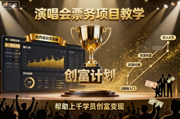 演唱会票务项目教学，业内培训天花板，帮助上千学员创富变现-新时光资源网