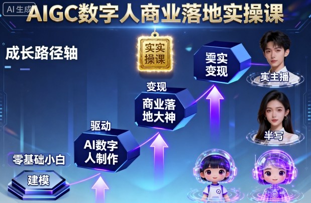 AIGC数字人商业落地实操课，从零基础小白到AI数字人大神|HOOK协议网
