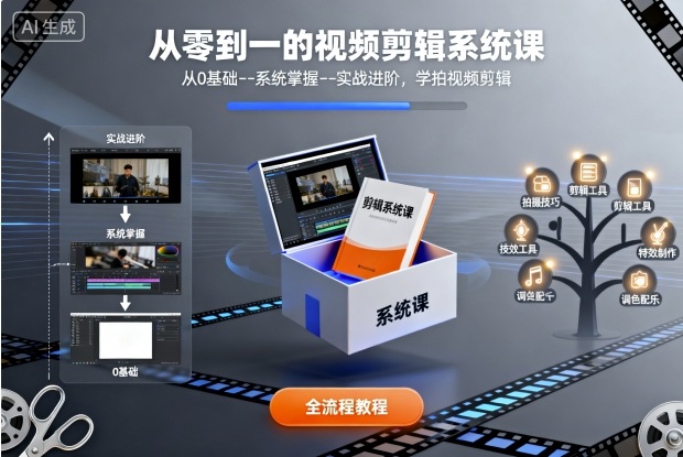 从零到一的视频剪辑系统课，从0基础–系统掌握–实战进阶，学拍视频剪辑-云创项目库