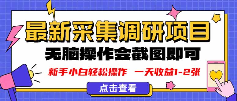 新版采集调研项目，截图上传即可，无脑操作，日收益1-2张汇通分享-专注分享网络创业项目实操课程 – 全网首发_高质量创业项目输出汇通分享
