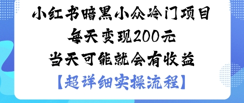 小红书暗黑小众冷门项目每天变现2张当天可能就会有收益-shlyzo
