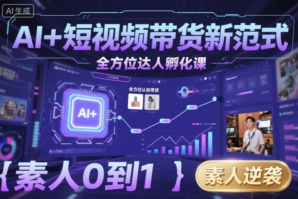 AI+短视频带货新范式全方位达人孵化课，素人也可以从0到1，全方位认知短视频带货-shlyzo