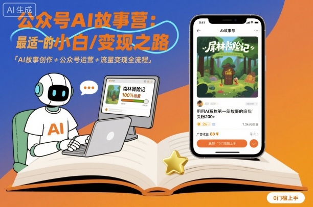 公众号ai故事营，最适合小白的自媒体变现之路汇通分享-专注分享网络创业项目实操课程 – 全网首发_高质量创业项目输出汇通分享