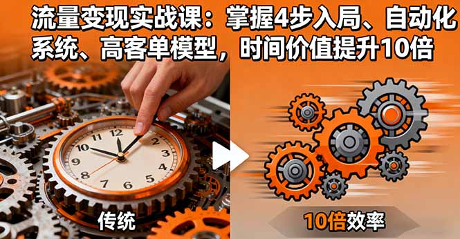 流量变现实战课：掌握4步入局、自动化系统、高客单模型，时间价值提升10倍汇通分享-专注分享网络创业项目实操课程 – 全网首发_高质量创业项目输出汇通分享