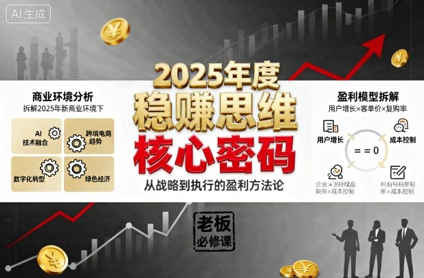 2025年度稳賺思维老板创业营，拆解2025年新商业环境下，企业实现持续盈利的核心密码汇通分享-专注分享网络创业项目实操课程 – 全网首发_高质量创业项目输出汇通分享