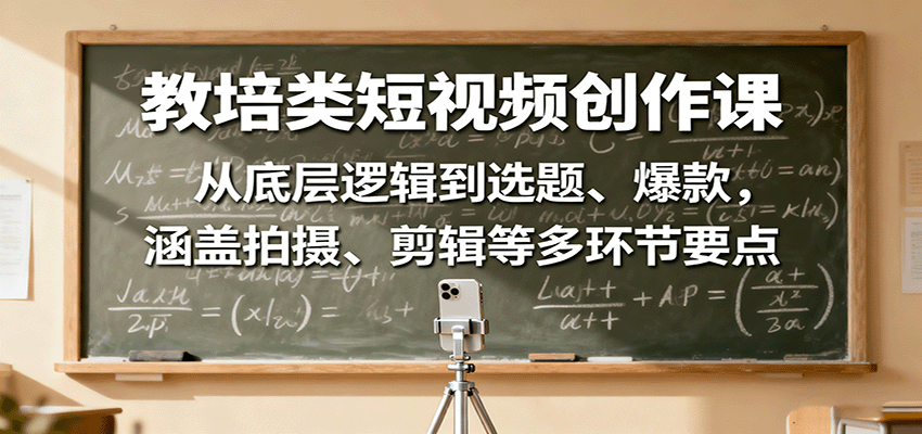 教培类短视频创作课：从底层逻辑到选题、爆款，涵盖拍摄、剪辑等多环节要点汇通分享-专注分享网络创业项目实操课程 – 全网首发_高质量创业项目输出汇通分享