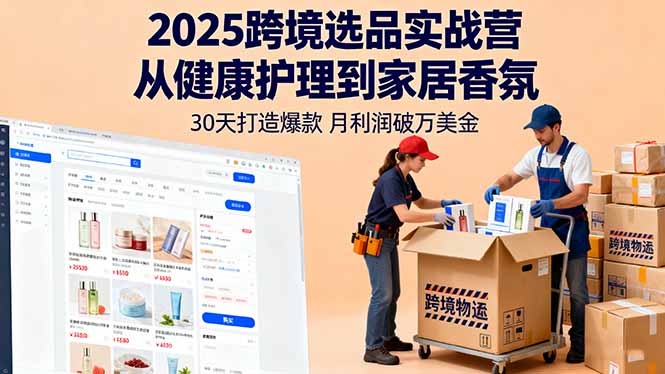 2025跨境选品实战营：从健康护理到家居香氛，30天打造爆款,月利润破万美金汇通分享-专注分享网络创业项目实操课程 – 全网首发_高质量创业项目输出汇通分享