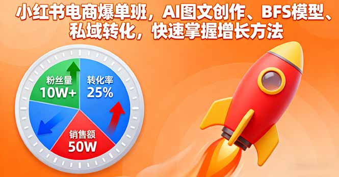 小红书电商爆单班，AI图文创作、BFS模型、私域转化，快速掌握增长方法汇通分享-专注分享网络创业项目实操课程 – 全网首发_高质量创业项目输出汇通分享