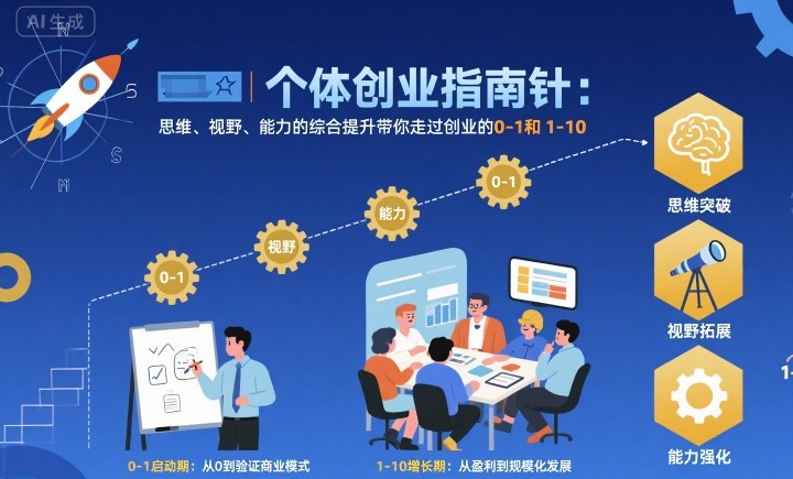 个体创业指南针，思维、视野、能力的综合提升带你走过创业的0-1和1-10【音频】汇通分享-专注分享网络创业项目实操课程 – 全网首发_高质量创业项目输出汇通分享