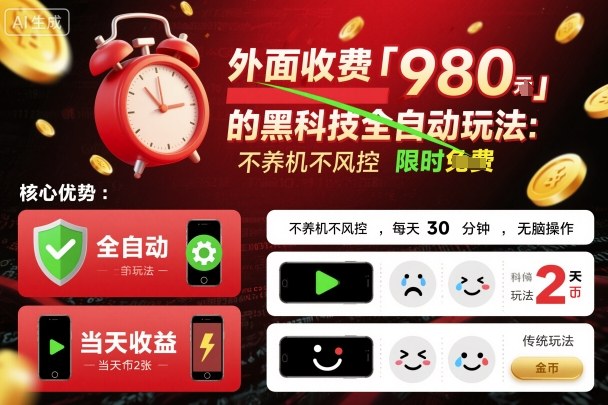 外面收费980的黑科技全自动玩法，不养机不风控，每天30分钟，无脑操作，当天收益2张【揭秘】汇通分享-专注分享网络创业项目实操课程 – 全网首发_高质量创业项目输出汇通分享