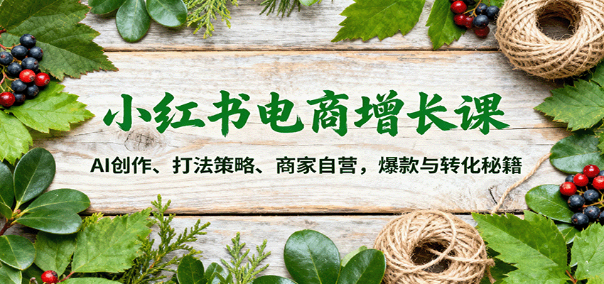 小红书电商增长课：AI创作、打法策略、商家自营，爆款与转化秘籍汇通分享-专注分享网络创业项目实操课程 – 全网首发_高质量创业项目输出汇通分享