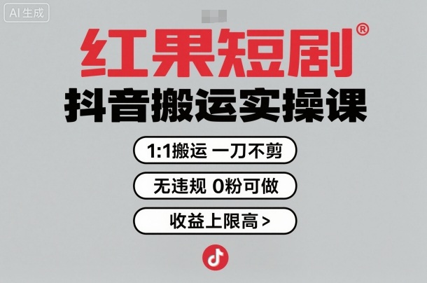 红果短剧拉新之抖音搬运实操课，1：1搬运，一刀不剪，无违规，0粉可做，收益上限高汇通分享-专注分享网络创业项目实操课程 – 全网首发_高质量创业项目输出汇通分享