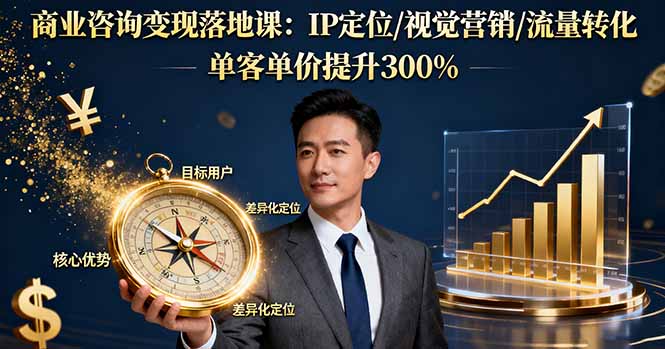 商业咨询变现落地课：IP定位/视觉营销/流量转化，单客单价提升300%汇通分享-专注分享网络创业项目实操课程 – 全网首发_高质量创业项目输出汇通分享