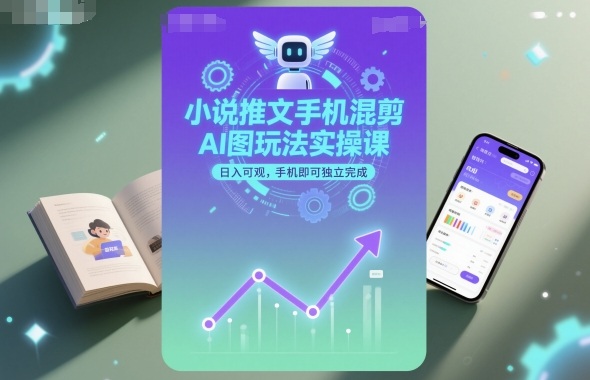 小说推文手机混剪AI图玩法实操课，日入可观，手机即可独立完成福瑞网创-中创网-福缘网-冒泡网-资源之家-魔方项目库福瑞网创联盟