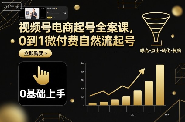 视频号电商起号全案课，0到1微付费自然流起号汇通分享-专注分享网络创业项目实操课程 – 全网首发_高质量创业项目输出汇通分享