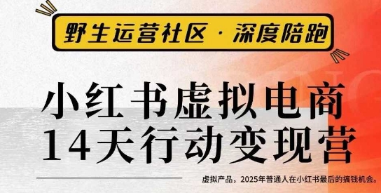 小红书虚拟电商14天变现训练营3.0，​虚拟产品，2025年普通人在小红书最后的搞钱机会汇通分享-专注分享网络创业项目实操课程 – 全网首发_高质量创业项目输出汇通分享