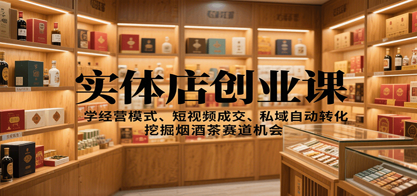 实体店创业课：学经营模式、短视频成交、私域自动转化，挖掘烟酒茶赛道机会汇通分享-专注分享网络创业项目实操课程 – 全网首发_高质量创业项目输出汇通分享