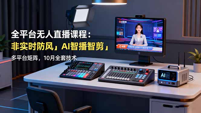 全平台无人直播课程：非实时防风＋AI智播智剪＋多平台矩阵，10月全套技术汇通分享-专注分享网络创业项目实操课程 – 全网首发_高质量创业项目输出汇通分享