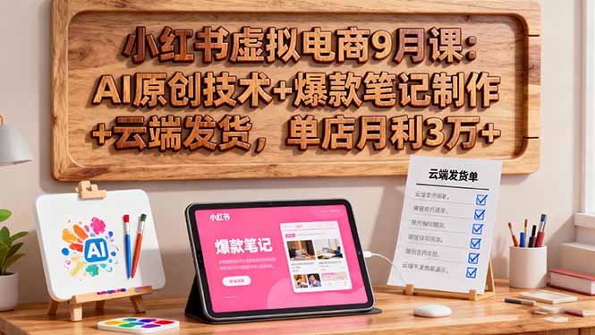小红书虚拟电商9月课：AI原创技术+爆款笔记制作+云端发货，单店月利3万+汇通分享-专注分享网络创业项目实操课程 – 全网首发_高质量创业项目输出汇通分享