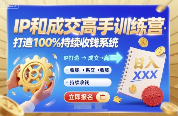 带你成为IP和成交高手的训练营，打造100%持续收钱系统汇通分享-专注分享网络创业项目实操课程 – 全网首发_高质量创业项目输出汇通分享