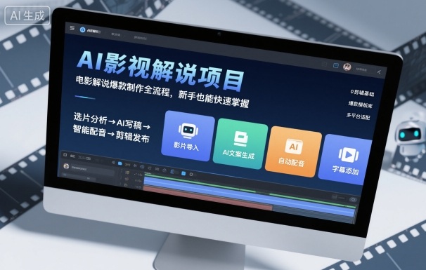 AI影视解说项目，电影解说爆款制作全流程，新手也能快速掌握汇通分享-专注分享网络创业项目实操课程 – 全网首发_高质量创业项目输出汇通分享