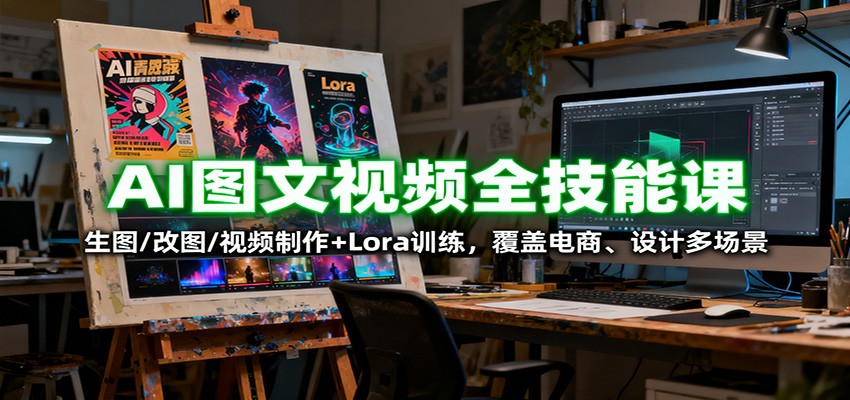 AI图文视频全技能课：生图/改图/视频制作+Lora训练，覆盖电商 、设计多场景汇通分享-专注分享网络创业项目实操课程 – 全网首发_高质量创业项目输出汇通分享