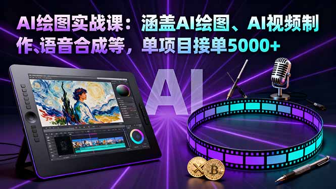 AI绘图实战课：涵盖AI绘图、AI视频制作、语音合成等，单项目接单5000+汇通分享-专注分享网络创业项目实操课程 – 全网首发_高质量创业项目输出汇通分享