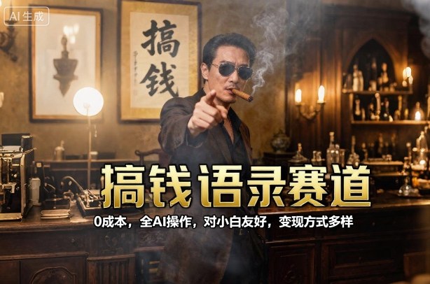 搞钱语录赛道，0成本，全AI操作，对小白友好，变现方式多样汇通分享-专注分享网络创业项目实操课程 – 全网首发_高质量创业项目输出汇通分享