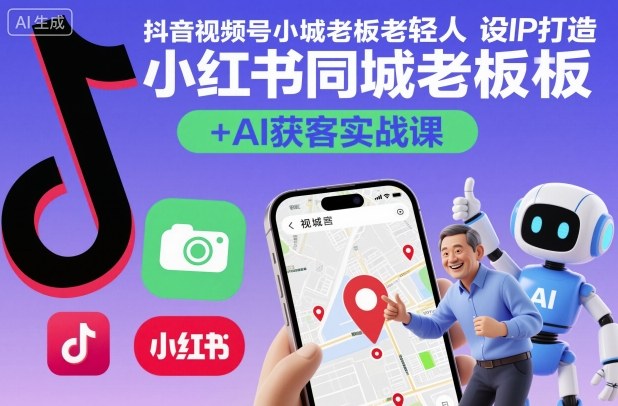 抖音视频号小红书同城老板轻人设IP打造+AI获客实战课，人设打造-算法拆解-拍摄剪辑-内容运营-AI创作汇通分享-专注分享网络创业项目实操课程 – 全网首发_高质量创业项目输出汇通分享