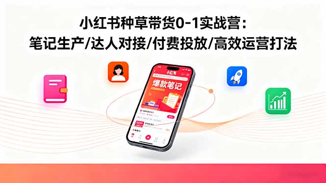 小红书种草带货0-1实战营：笔记生产/达人对接/付费投放/高效运营打法汇通分享-专注分享网络创业项目实操课程 – 全网首发_高质量创业项目输出汇通分享