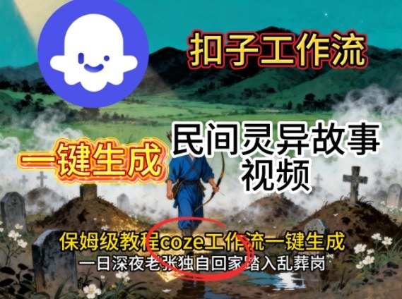 Coze扣子工作流一键生成民间灵异故事视频，保姆级教程搭建教学汇通分享-专注分享网络创业项目实操课程 – 全网首发_高质量创业项目输出汇通分享