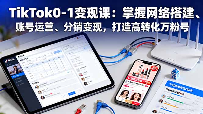 TikTok0-1变现课：掌握网络搭建、账号运营、分销变现，打造高转化万粉号汇通分享-专注分享网络创业项目实操课程 – 全网首发_高质量创业项目输出汇通分享