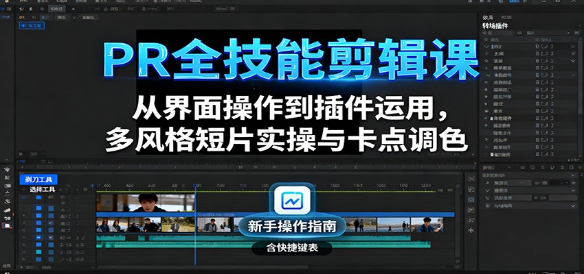 PR全技能剪辑课：从界面操作到插件运用，多风格短片实操与卡点调色汇通分享-专注分享网络创业项目实操课程 – 全网首发_高质量创业项目输出汇通分享