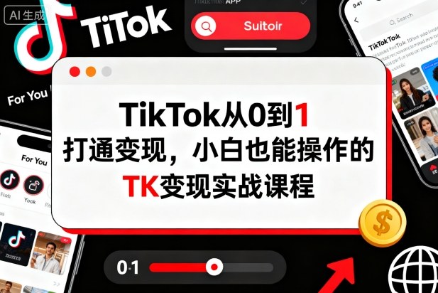 TikTok从0到1打通变现，小白也能操作的TK变现实战课程汇通分享-专注分享网络创业项目实操课程 – 全网首发_高质量创业项目输出汇通分享