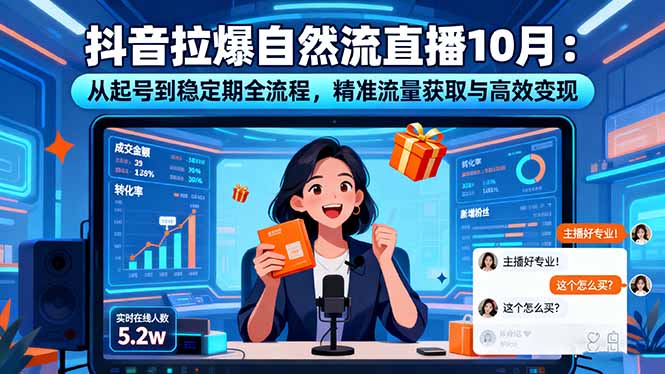 抖音拉爆自然流直播10月：从起号到稳定期全流程，精准流量获取与高效变现汇通分享-专注分享网络创业项目实操课程 – 全网首发_高质量创业项目输出汇通分享