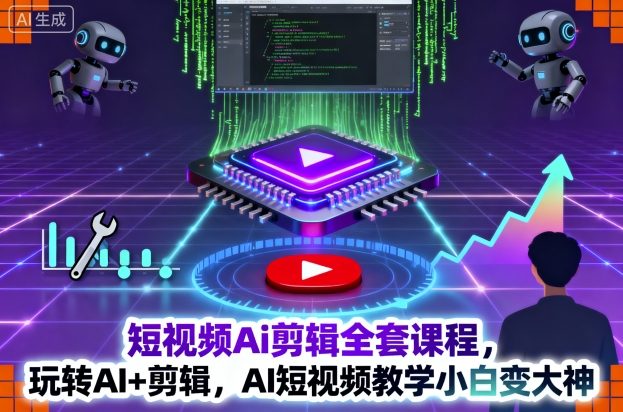 短视频Ai剪辑全套课程，玩转AI+剪辑，AI短视频教学小白变大神汇通分享-专注分享网络创业项目实操课程 – 全网首发_高质量创业项目输出汇通分享