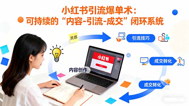 小红书引流爆单术：构建一套低成本 可持续的“内容-引流-成交”闭环系统汇通分享-专注分享网络创业项目实操课程 – 全网首发_高质量创业项目输出汇通分享